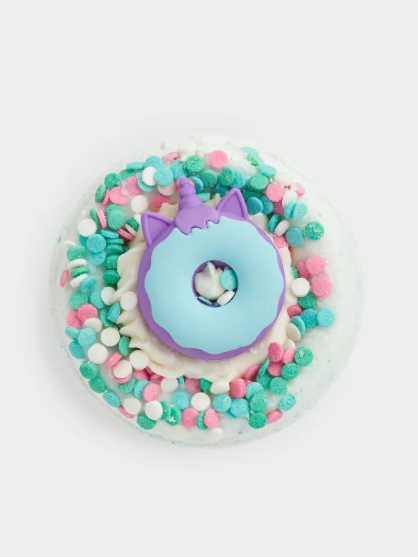 Ваннаға арналған бомба, 130 гр, ойыншықпен, көк, Кілегейлі зефир, Бір мүйізді пончик, Unicorn, image-0