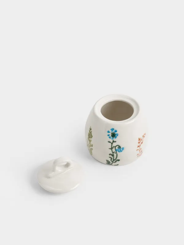 Сақтау ыдысы, 10х12 см, 380 мл, фарфор N, сүт түстес, Кракелюрдегі шалғынды гүлдер, Floral meadow, image-2