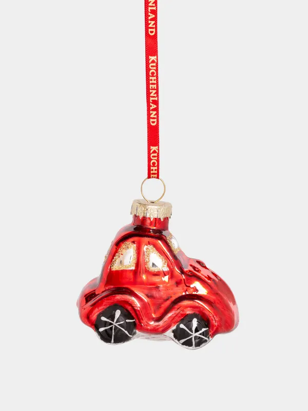 Шырша ойыншығы, 7х5 см, шыны, қызыл, Көлік, Figure christmas, image-2