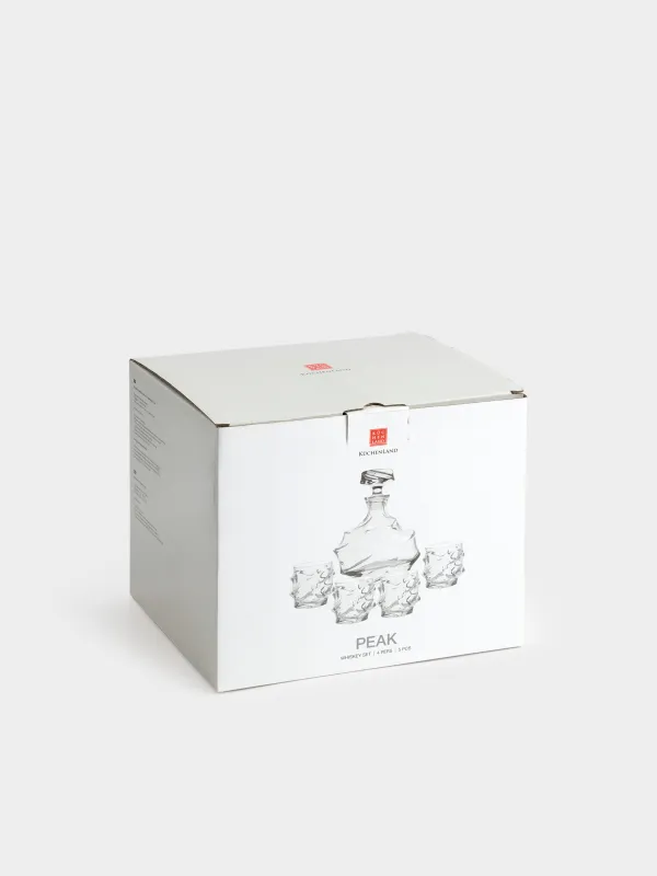 Вискиге арналған жиынтық, 4 тұлға, 5 зат, графин/көзілдірік, шыны P, бұйра, Peak, image-5