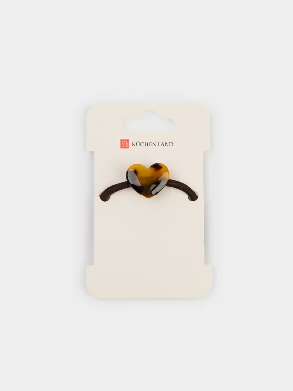 Резинка для волос, 6 см, акрил, коричневая, Сердце, Glam, image-2