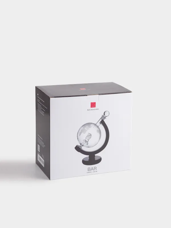 Графин, 650 мл, тұғырда, ағаштан жасалған шыны, Арыстаны бар глобус, Bar, image-5