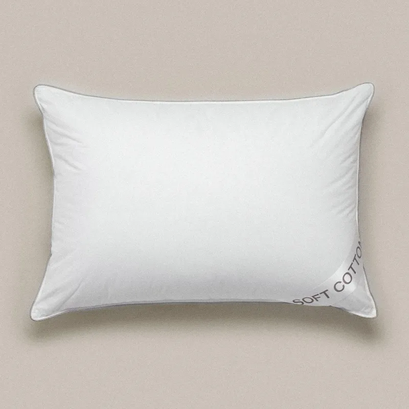 Жастық, 50х70 см, мақта/микрофибра, ақ, күміс жиектері бар, Soft cotton