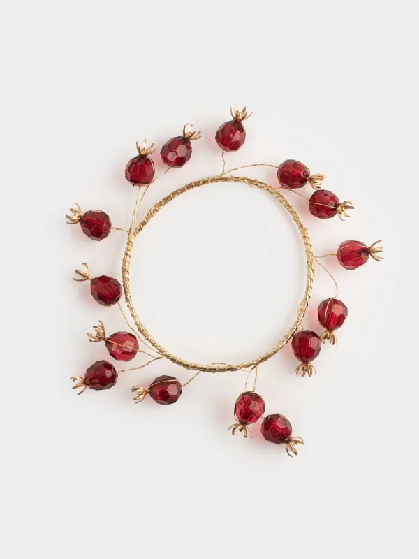 Венок для свечи, 10/18 см, металл/пластик, Красные гранаты, Garnet decor, image-0