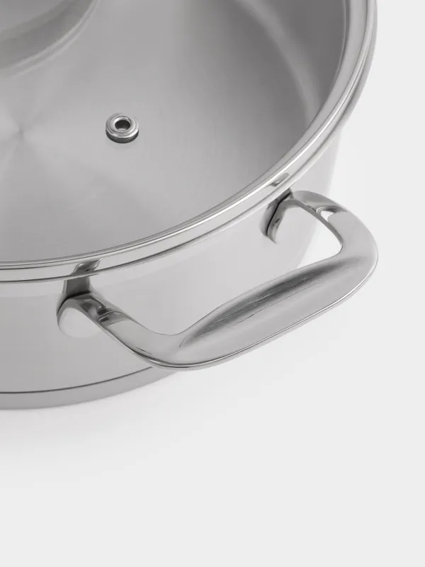 Бұқтырғыш, 24 см, 3,5 л, қысқа тұтқалар, қақпағы бар, Silver Stone, image-4