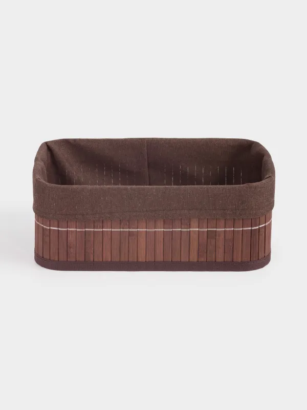 Сақтау себеті, 25х15х8 см, бамбук/мақта, тікбұрышты, қоңыр, Stem, image-1