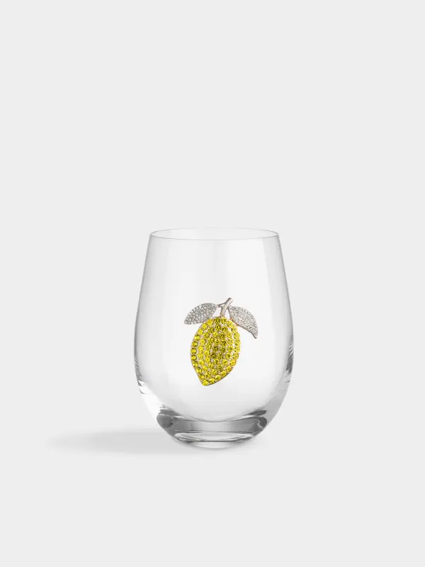Стақан, 10 см, 500 мл, шыны/металл, Лимон, Lux elements, image-0