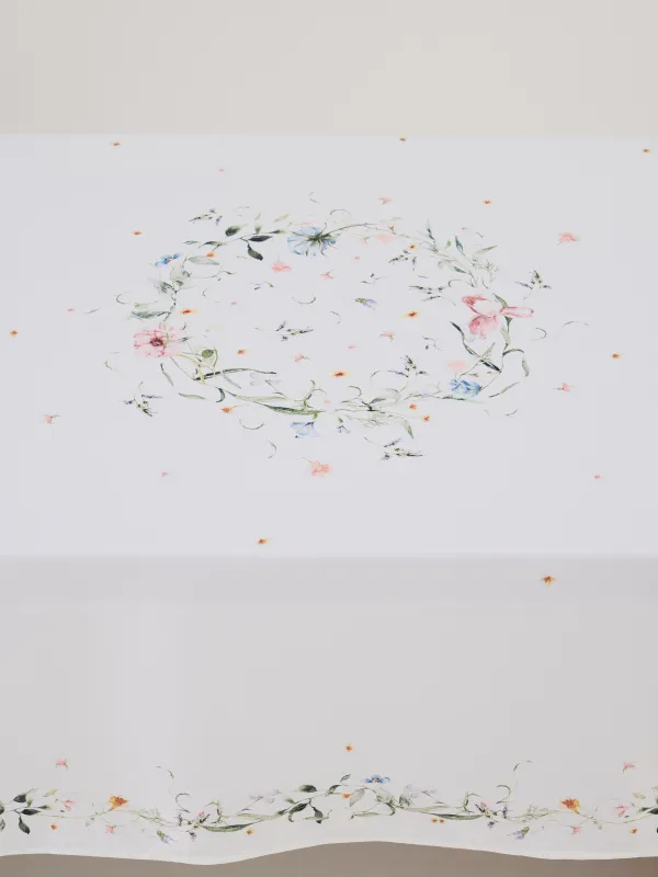 Дастархан, 170х250 см, полиэстер, ақ, Қояндар мен гүлдер, Rabbits in flower, image-4