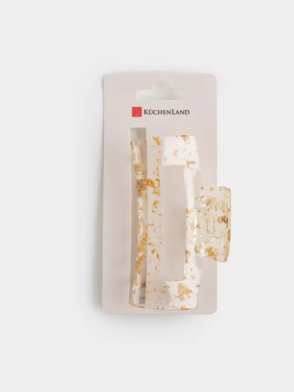 Шаш қыстырғыш, 10 см, пластик/металл, алтын түстес, Шашқа арналған краб, Glam, image-4