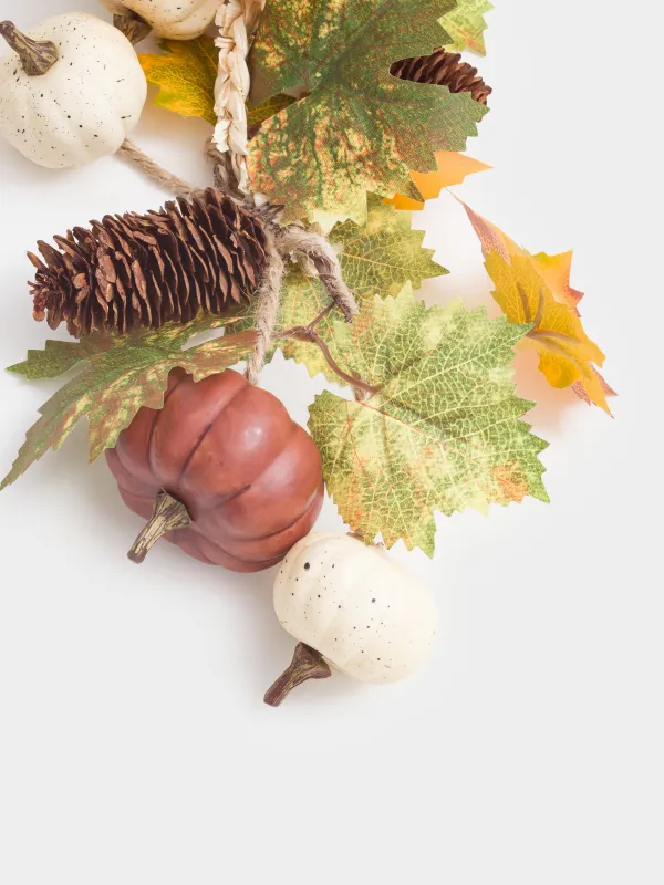 Сәндік бұтақ-гирлянд, 60 см, пенопласт/полиэстер, Шырша бүршіктері бар асқабақтар, Autumn fusion, image-2