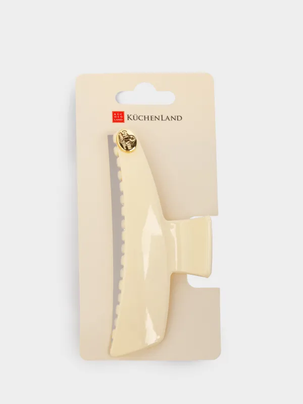 Заколка для волос, 12 см, акрил/металл, светло-бежевая, Крабик, Hair basic, image-6