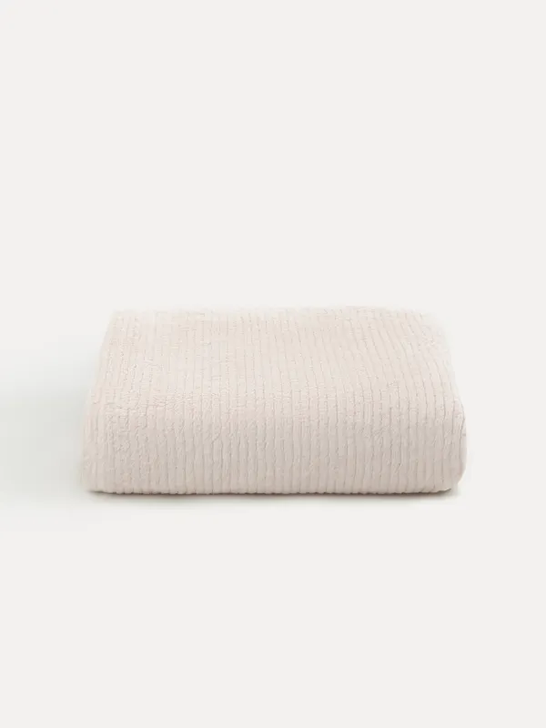 Плед, 130х170 см, двусторонний, искусственный мех/фланель, молочный, Полосы, Flannel, image-8