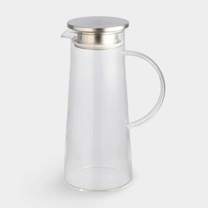 Кувшин, 1,3 л, с крышкой-фильтром, стекло Б/сталь, Pyramid