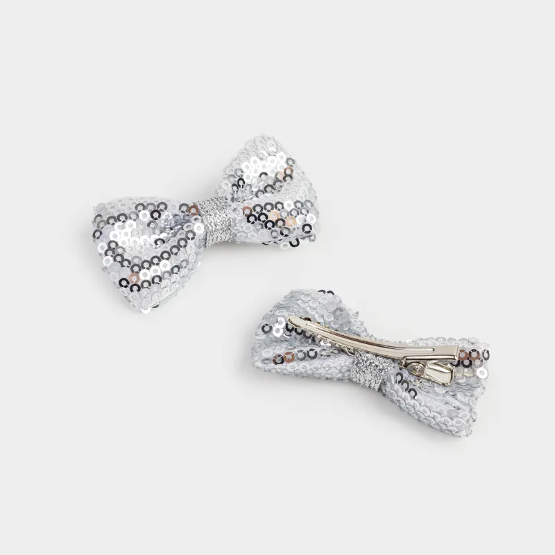 Шаш қыстырғыш, 6 см, 2 дана, балалар, полиэстер/металл, ақ, Бантиктер, Hairstyle, image-3