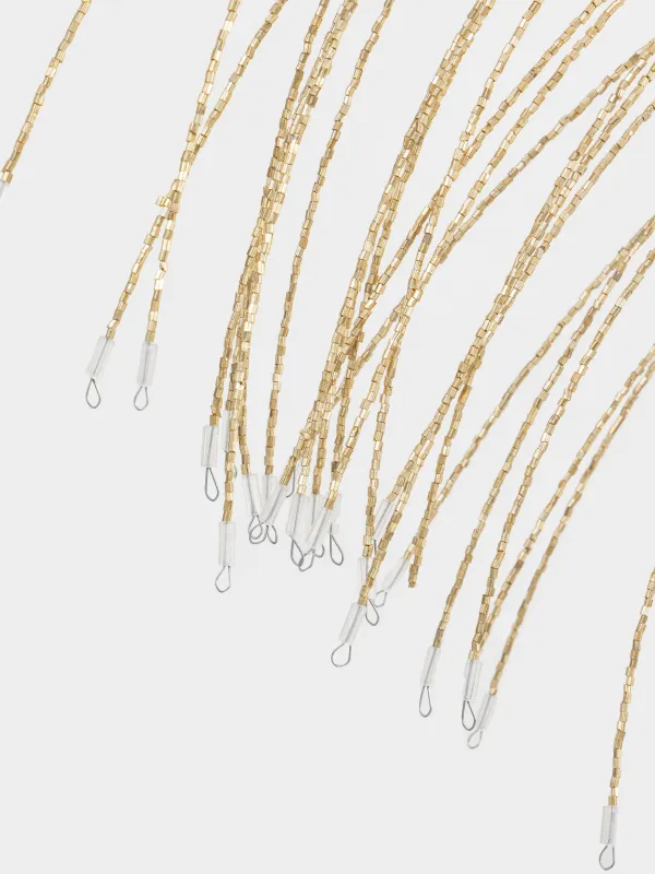 Сәндік бұтақ, 62 см, моншақтар/металл, алтын, Тал, Curved decor, image-3