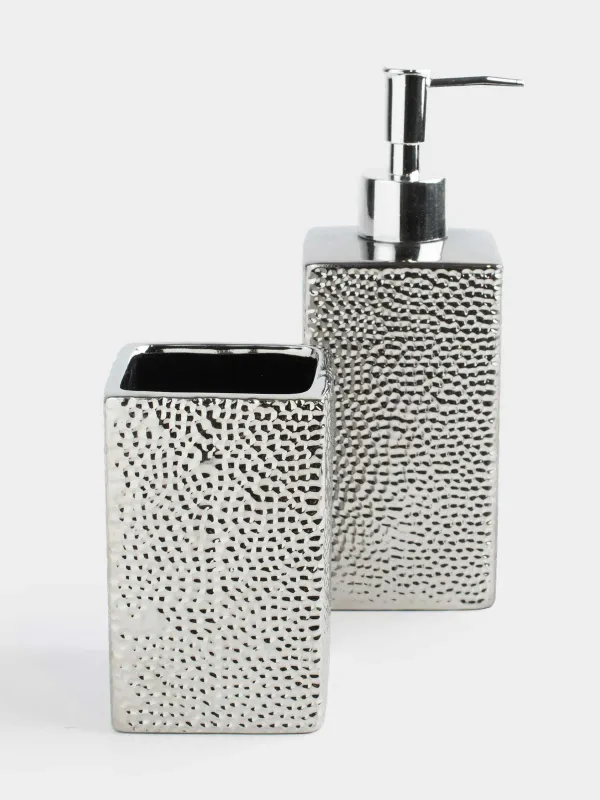 Жуынатын бөлмеге арналған жиынтық, 2 зат, керамика/металл, күміс, Gallant, image-2