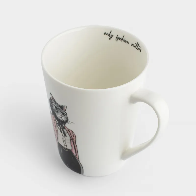 Саптыаяқ, 420 мл, фарфор N, ақ, костюмдегі мысық, On style, image-2