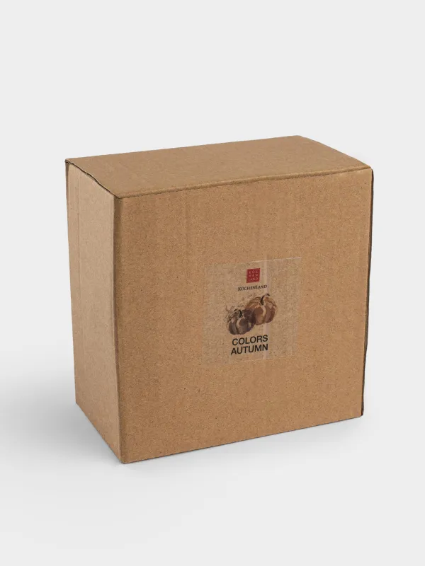 Емкость для хранения, 12x9 см, 300 мл, фарфор P, молочно-коричневая, Тыква с листом, Colors autumn, image-4