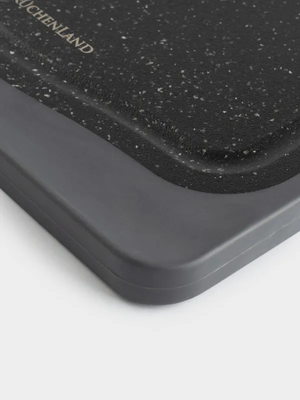 Доска разделочная, 33х23 см, двусторонняя, бамбук/пластик, черная, Marble bamboo, image-3