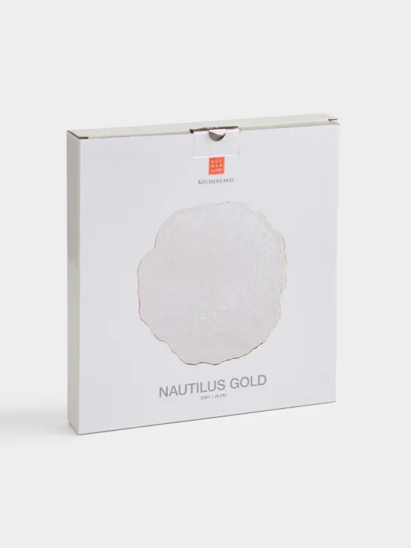 Блюдо, 26 см, стекло, с золотистым кантом, Nautilus gold, image-4