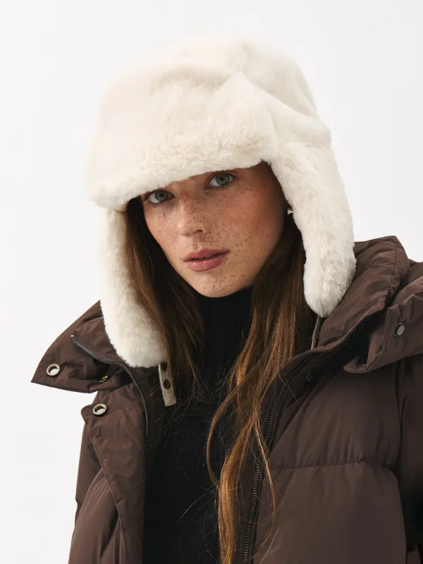 Әйелдер құлақшын-бас киімі, бірыңғай өлшем, жасанды үлбір, сүт түстес, Furry, image-2