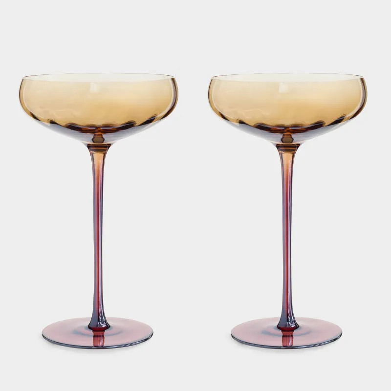 Шампан бокалы, 220 мл, 2 дана, шыны, кәріптас-қоңыр, Filo R color