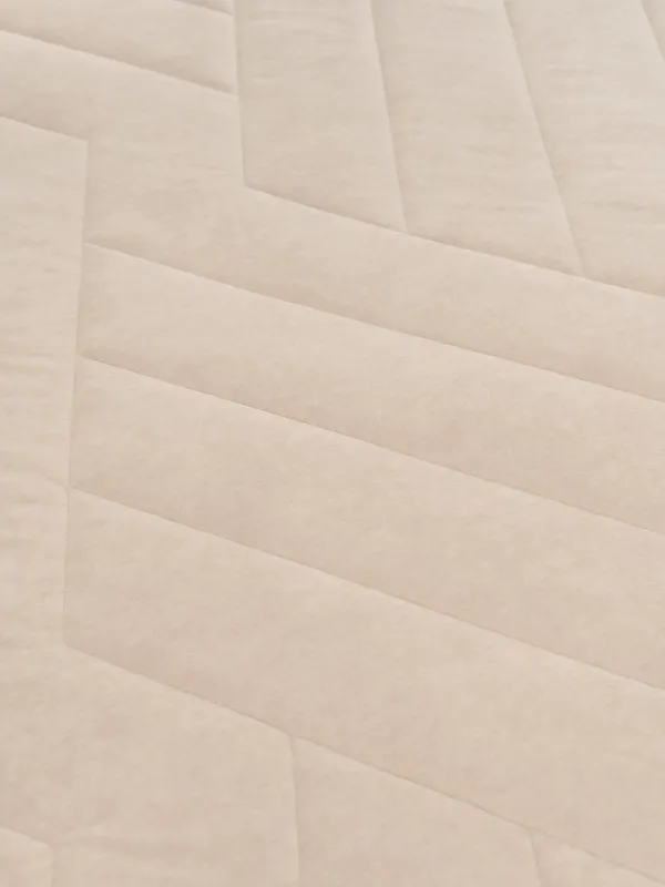 Покрывало, 220х240 см, стеганое, двустороннее, вельвет/микрофибра, песочное, Stitch velvet, image-3