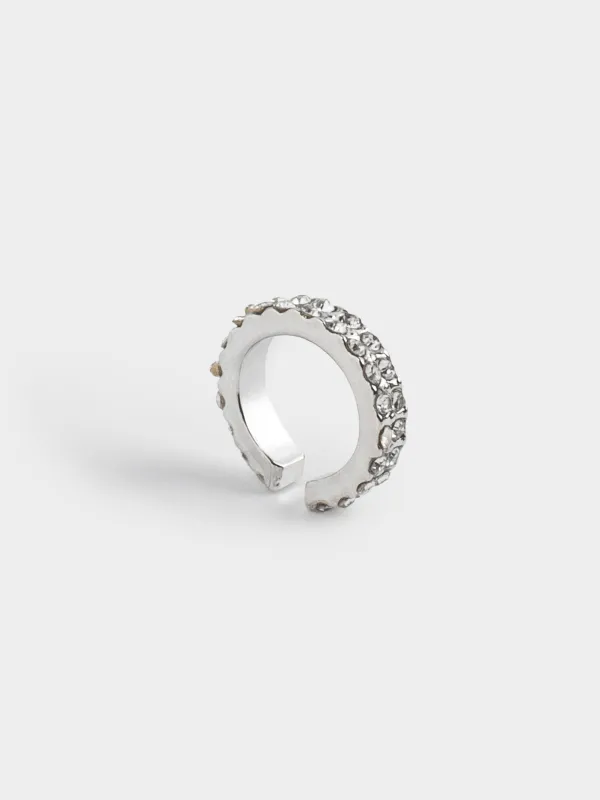 Кофе сырға, 1 см, металл, күміс, кристалдар, зергерлік Кристалл, image-0