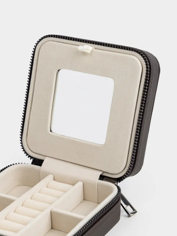 Зергерлік қорап, 12х12 см, айнасы бар, жасанды былғары/МДФ, қоңыр, Premiere small, image-4