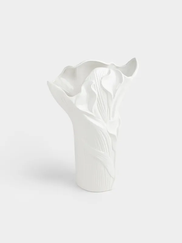 Гүл вазасы, 34 см, сәндік, керамика, ақ, Калла гүлдері, Calla white, image-1
