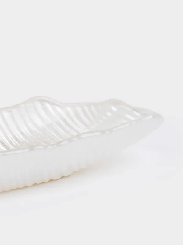 Ыдыс, 27х10х3 см, шыны, шампан/күміс, Жапырақ, Angle, image-3