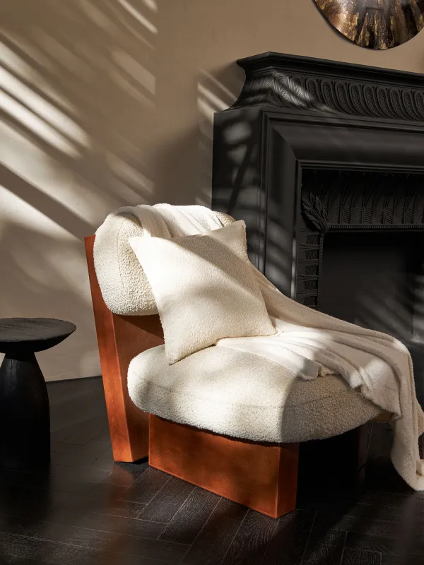 Сәндік жастық, 45х45 см, букле/барқыт, сүт, Boucle, image-5