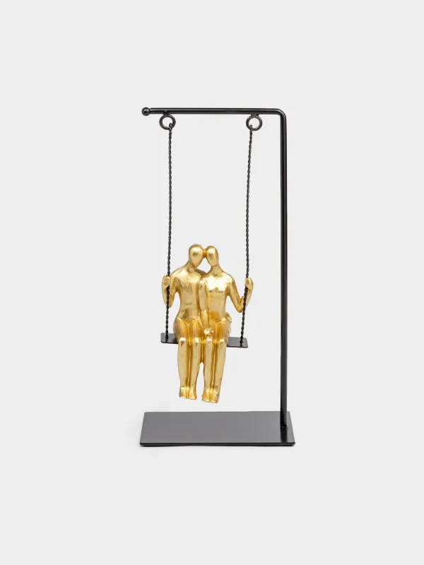 Мүсінше, 13х28 см, полирезин, алтын-қара, Әткеншектегі жұп, Two faces, image-0