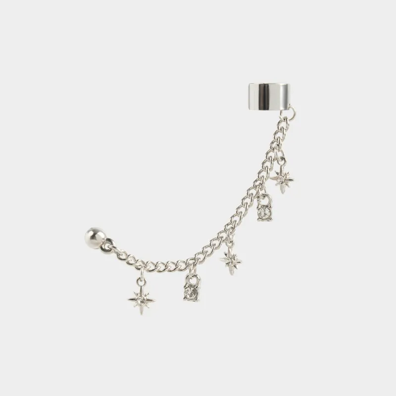 Кафф сырға, бір өлшем, суспензия, металл/стразылар, Жұлдыздар, Mineral