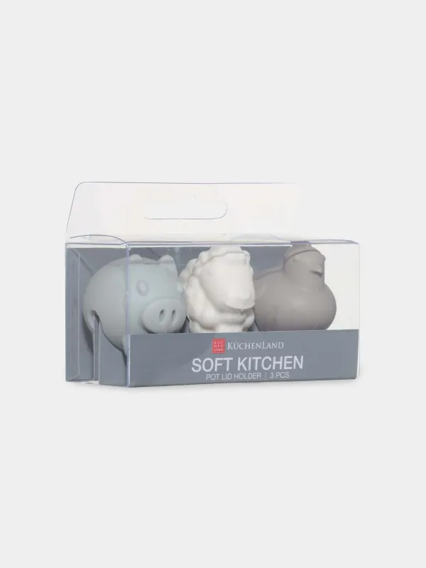 Кәстрөл қақпағы ұстағышы, 3 дана, силикон, аралас, Жануарлар, Soft kitchen, image-2