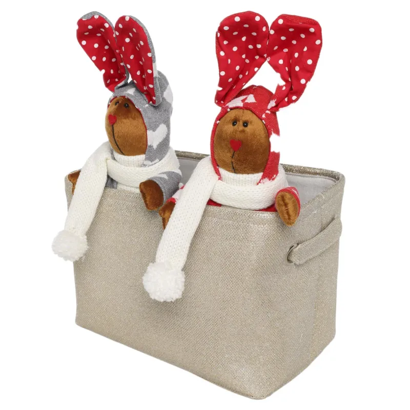 Корзина для хранения, 32x22x22 см, с ручками, полиэстер, прямоугольная, золотистая, Ideally, image-1