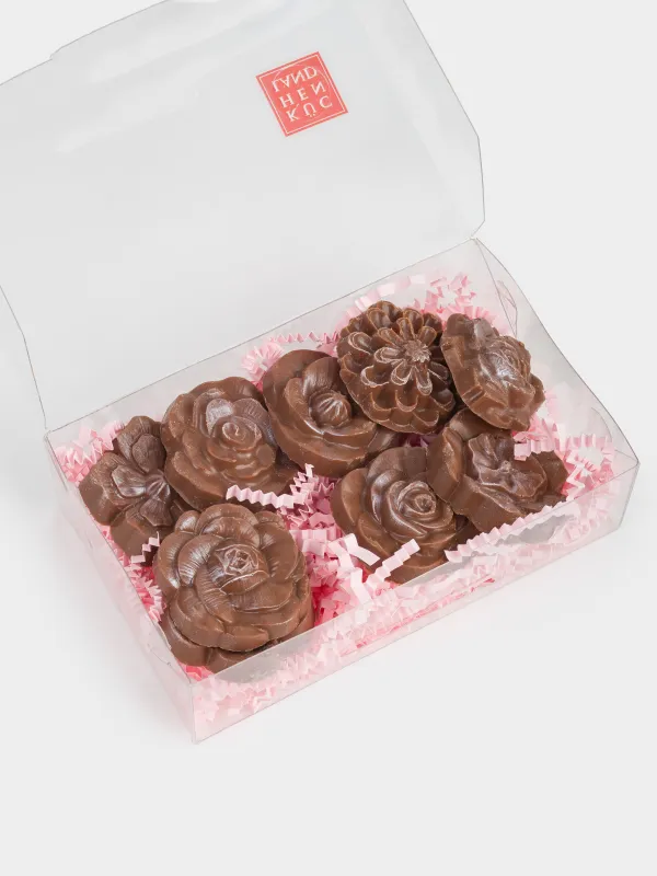Шоколад, 90 гр, 9 дана, сүт түстес, бельгиялық, Гүлдер, Handmade chocolate, image-3