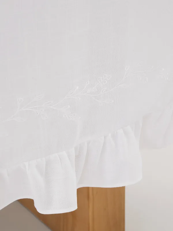 Дастархан, 160х160 см, полиэстер, желбіршектері бар, ақ, Гүлді бұтақтар, Wavy branches, image-5