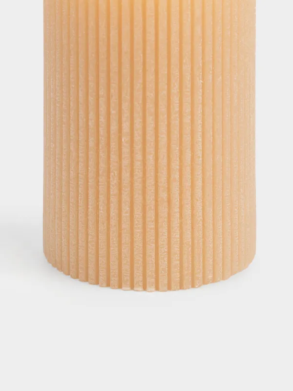 Свеча, 7х10 см, цилиндрическая, бежевая, Ribbed candle, image-3