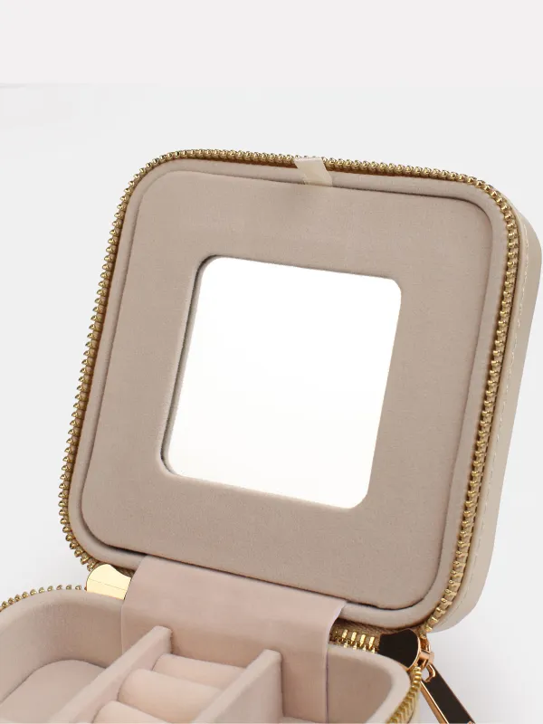 Зергерлік қорап, 12х12 см, айна, жасанды былғары / МДФ, бежевый, Premiere small, image-6