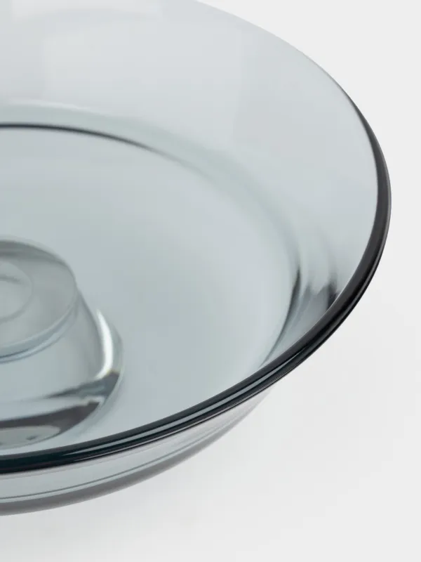 Блюдо на ножке, 20х7 см, стекло, серое, Clear grey, image-3