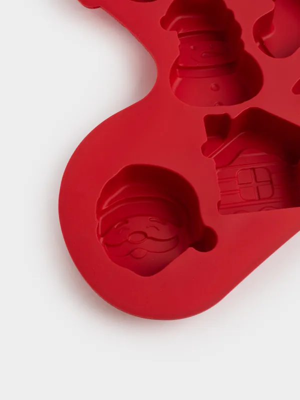 Форма для выпечки кексов, 28х24 см, 7 отд, силикон, красная, Сапожок, Bakery color, image-2