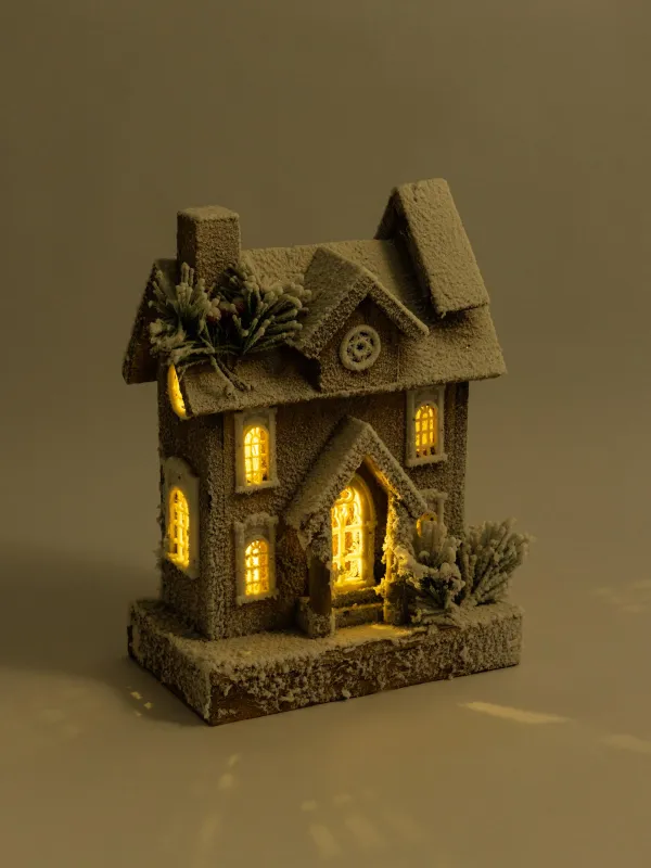 Мүсінше, жарықтандырылған, 32 см, ағаш/пластик, Қар басқан үй, Touch winter, image-4
