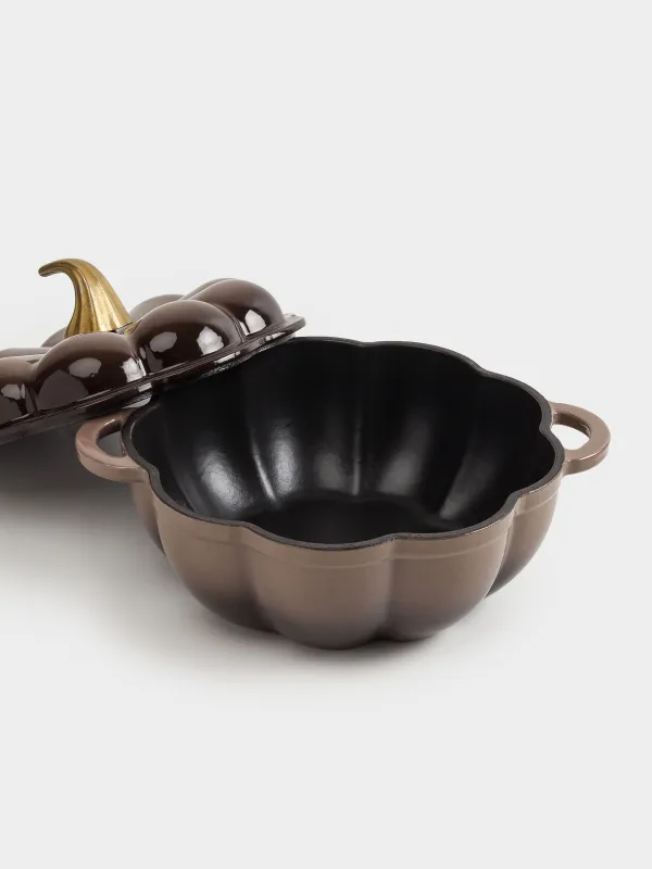 Кастрюля, 20 см, 1,7 л, с крышкой, чугун, коричневая, Тыква, Gourd, image-6