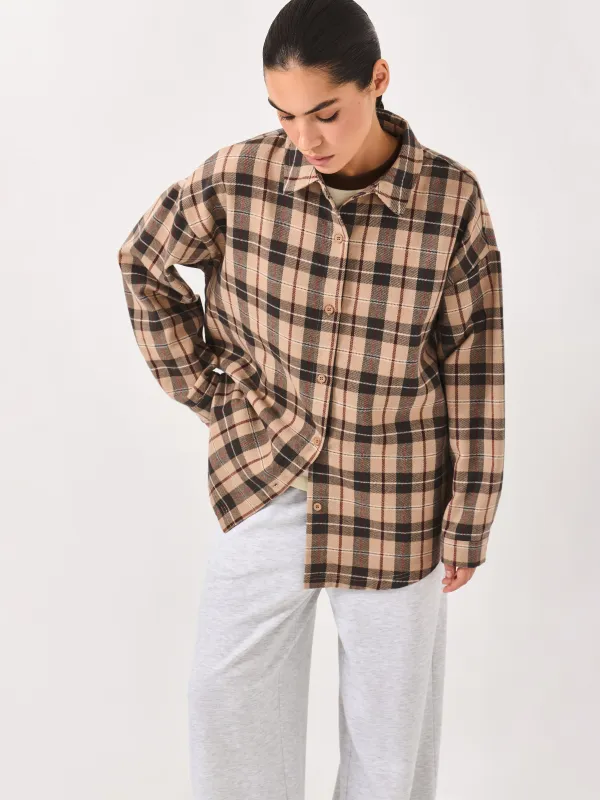 Рубашка с длинным рукавом, бежево-коричневая, Jamie, image-0