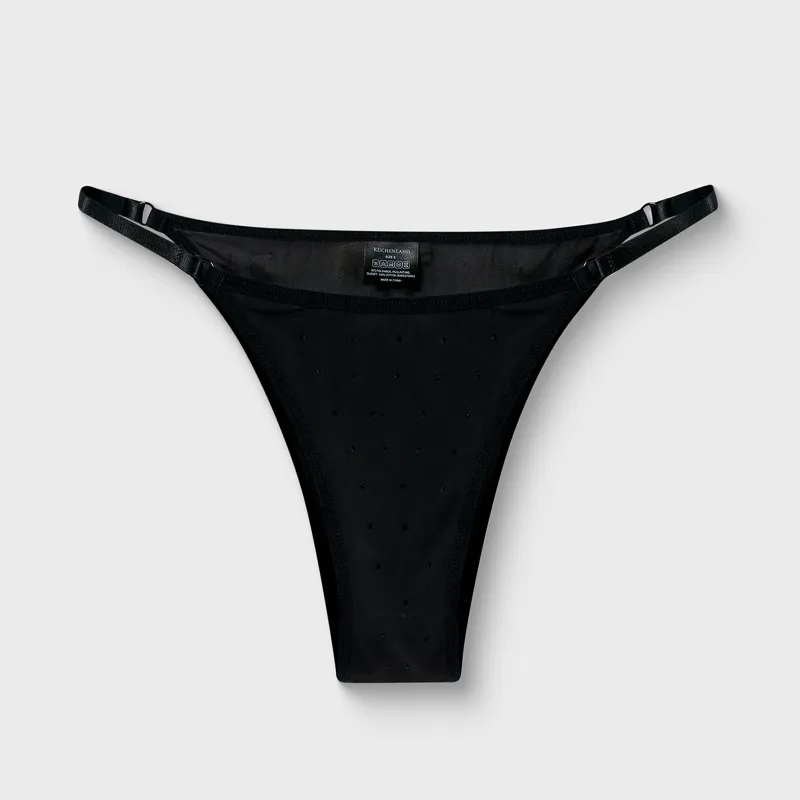 Әйелдер іш киімі, өлшемі L, страздары бар, полиамид/эластан, тор, қара, Бикини, Liset