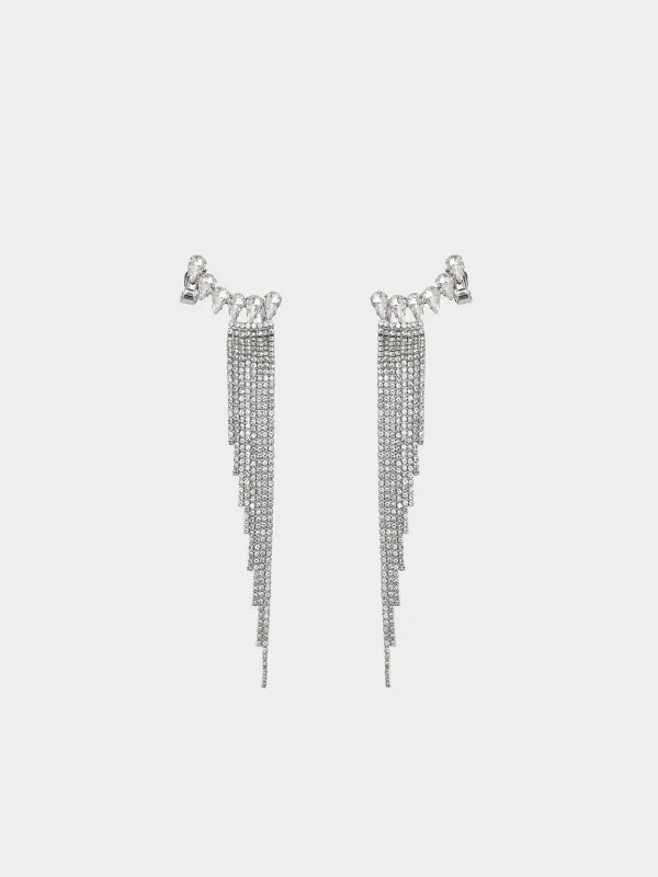 Пуссет сырғалары, 14 см, 2 дана, металл/страздар, күмістер, Кристалдар, Jewelry crystal, image-0