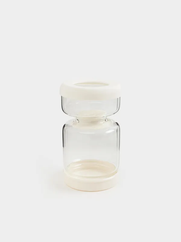 Маринадталған тағамдарға арналған құты, 300/600 мл, қос шыны/силикон, сарғылт-қоңыр, Laneri, image-1