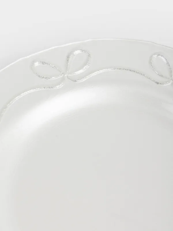 Түскі ас тәрелкесі, 28 см, шыны, ақ, Бантиктер, Bows pattern, image-3