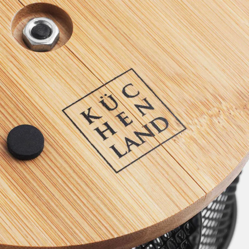 Подставка для кухонных принадлежностей, 15 см, 3 отд, с ручкой, металл/бамбук, черная, X-Loft, image-5